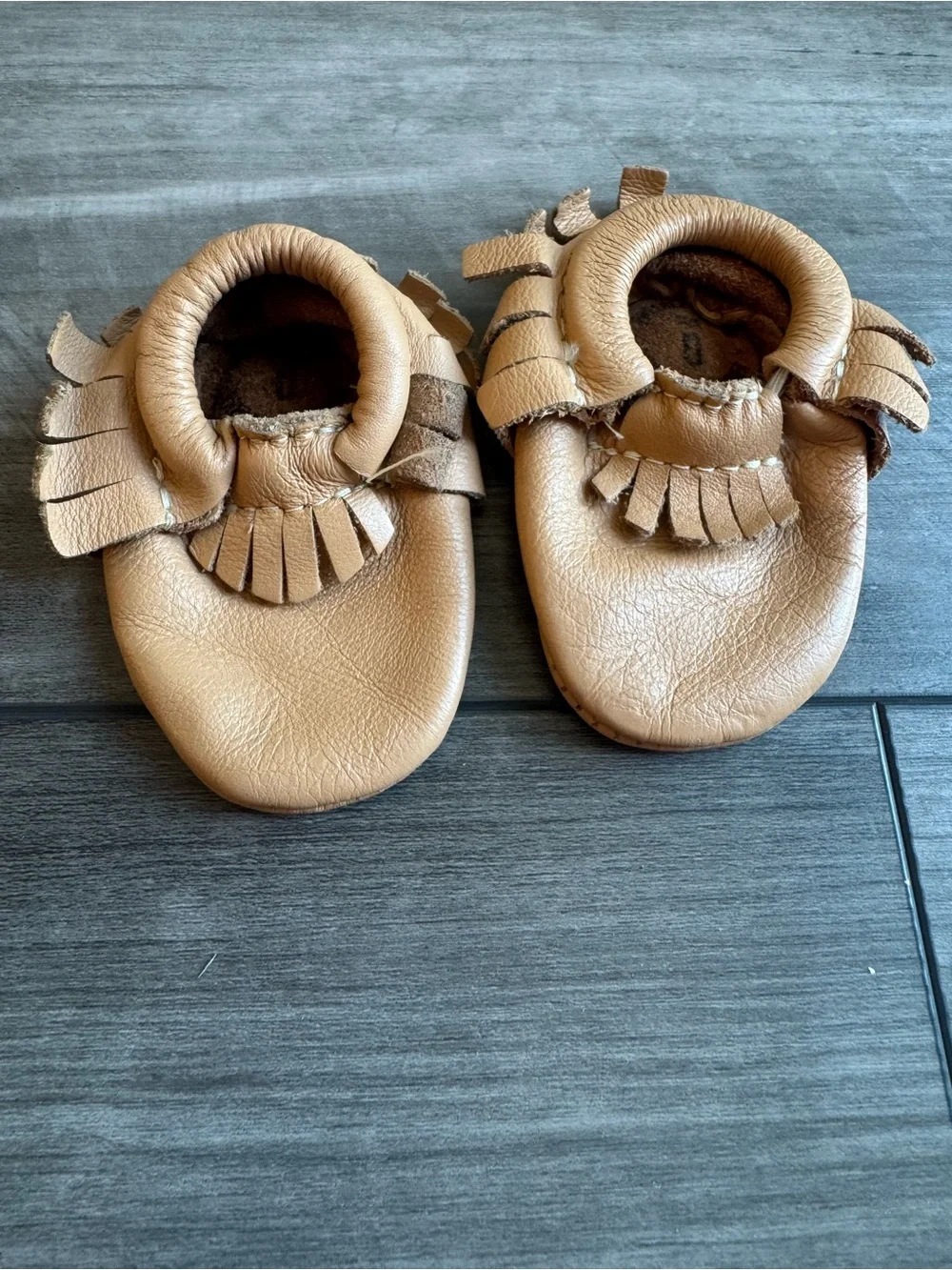 Kids Tassel Moccasin Soft Leather Slip-On - Tan